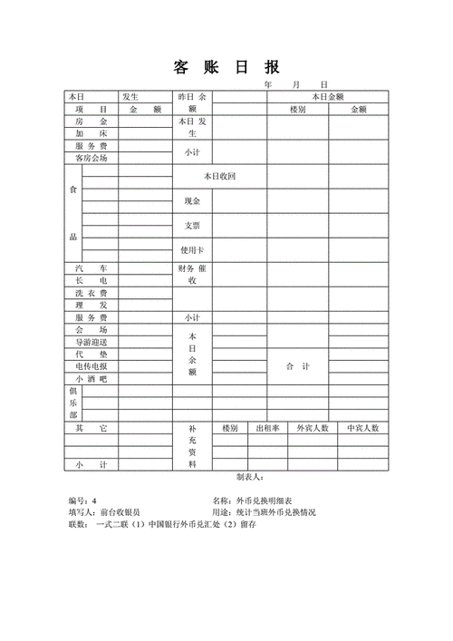 酒店记账本格式 酒店日记账模板下载-第2张图片-马瑞范文网