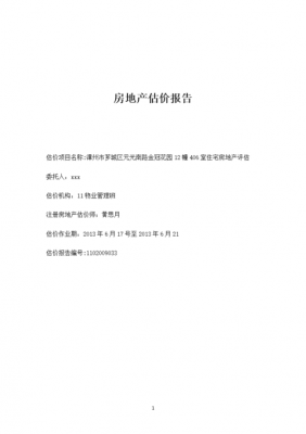  过户评估报告模板「过户时评估价准确吗」-第2张图片-马瑞范文网