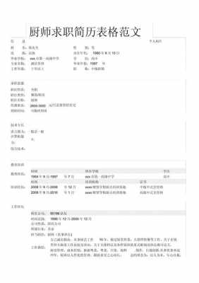 厨师简历模板填写-第2张图片-马瑞范文网